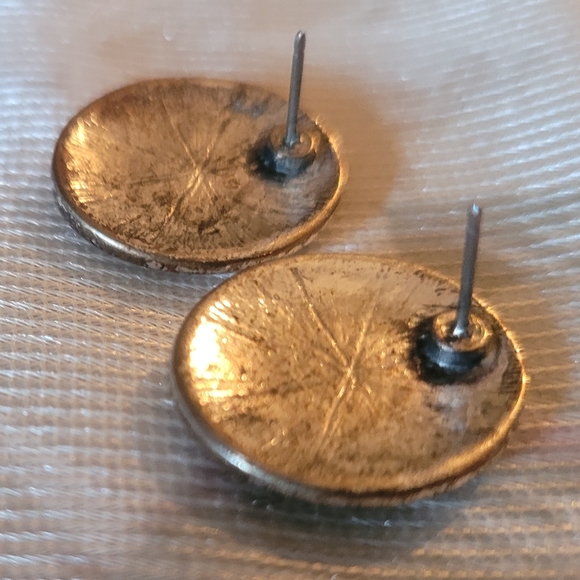 Mandala Inspired Stone Button Earrings - Picture 5 of 5